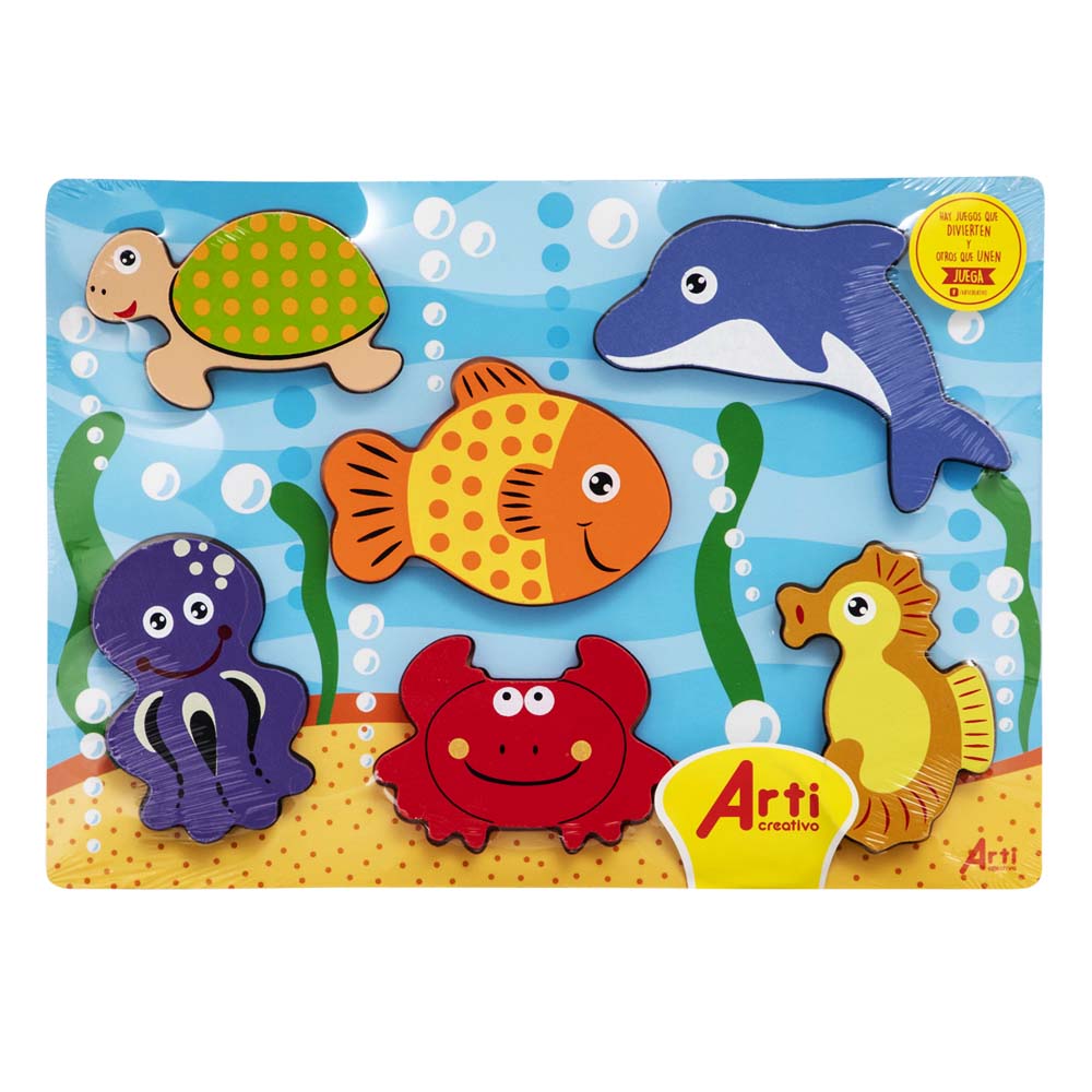 Juego Didáctico ARTI CREATIVO Rompecabezas y Encaje Fondo del Mar 6 Piezas