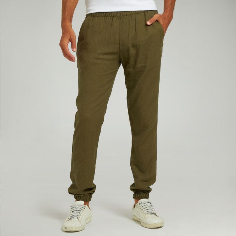 Jogger Malabar En Algodón Y Lino Hombre Verde - Shopstar