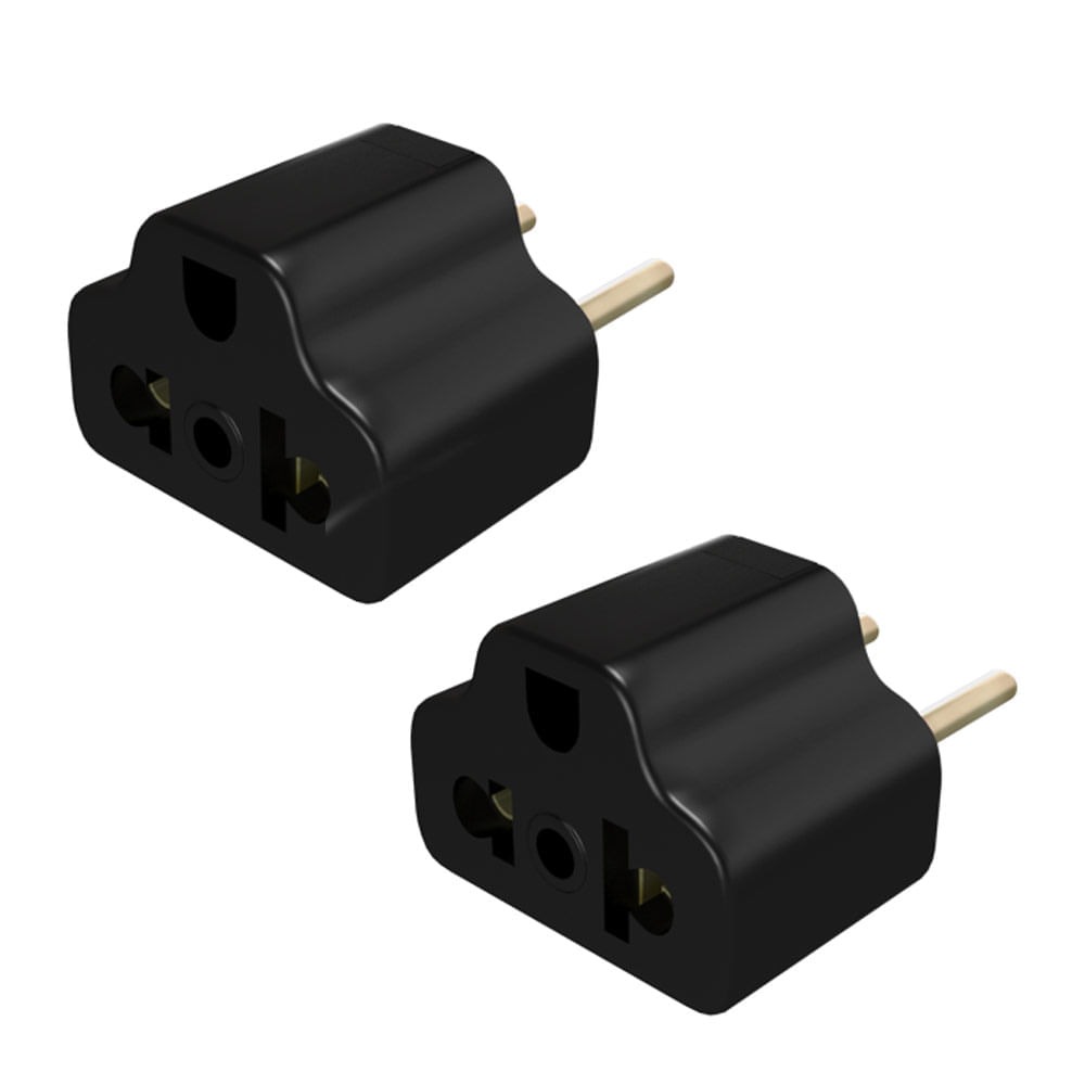 Adaptador universal Epem, 2 unidades, espigas redondas, sin contacto tierra, negro