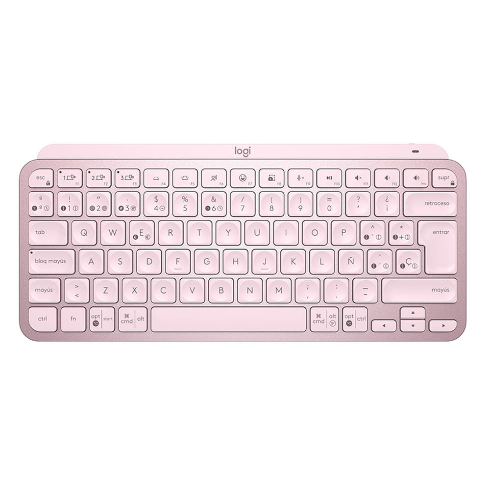 Teclado inalámbrico Logitech MX KEYS mini, bluetooth, minimalista, iluminado, rosado