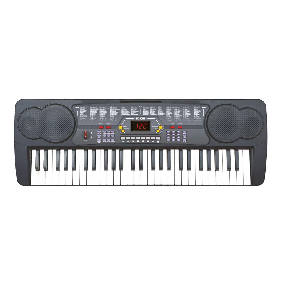 Órgano eléctrico Decibel K-09, 54 teclas, 100 timbres, 100 ritmos, pantalla led, negro