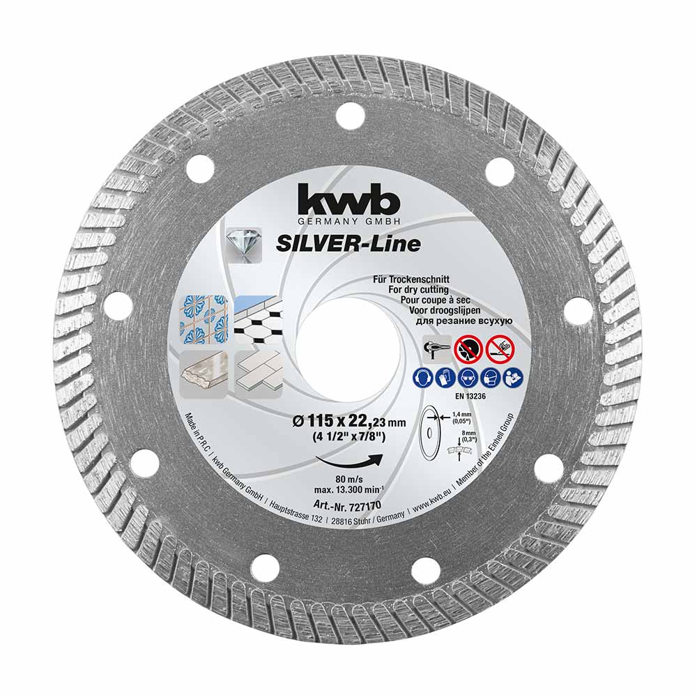 Disco diamantado corte fino cerámico Turbo 115mm KWB