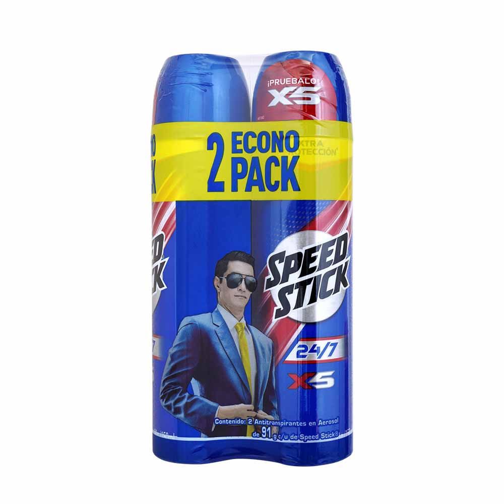 Desodorante en Aerosol SPEED STICK X5 Extra Protección Frasco 91g 2un