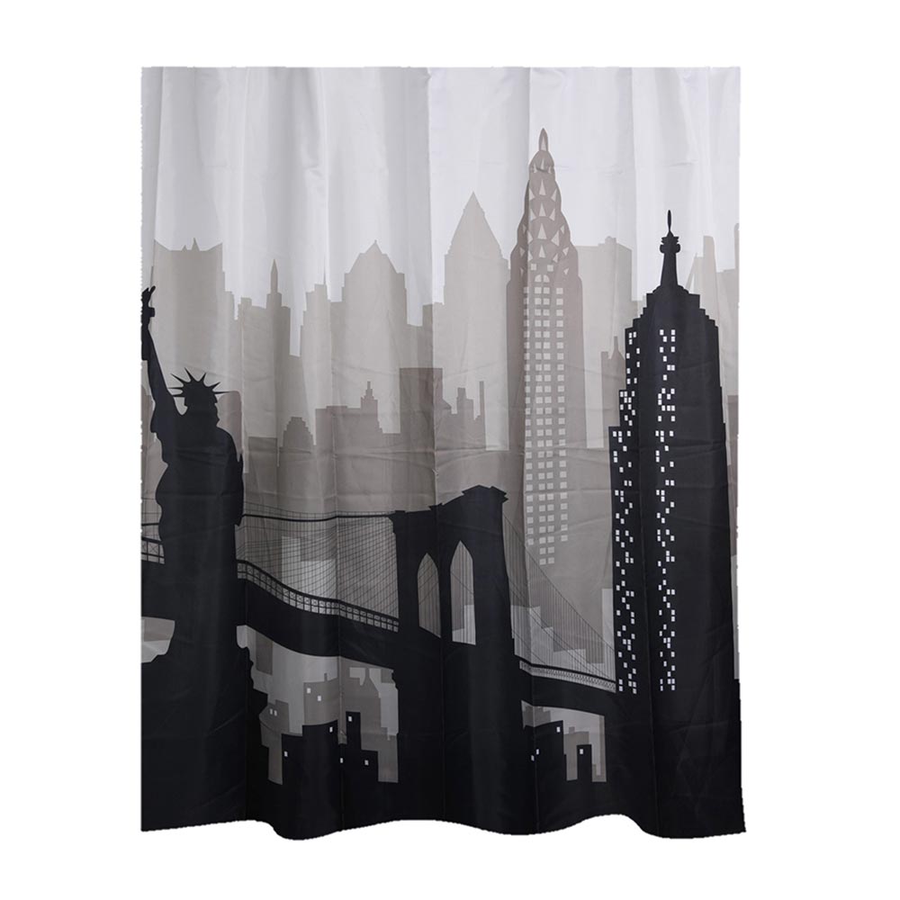 Cortina de Baño con Aros Naranja 180x180cm Nueva York
