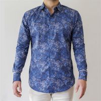 camisa sport 100% algodón azul con diseño