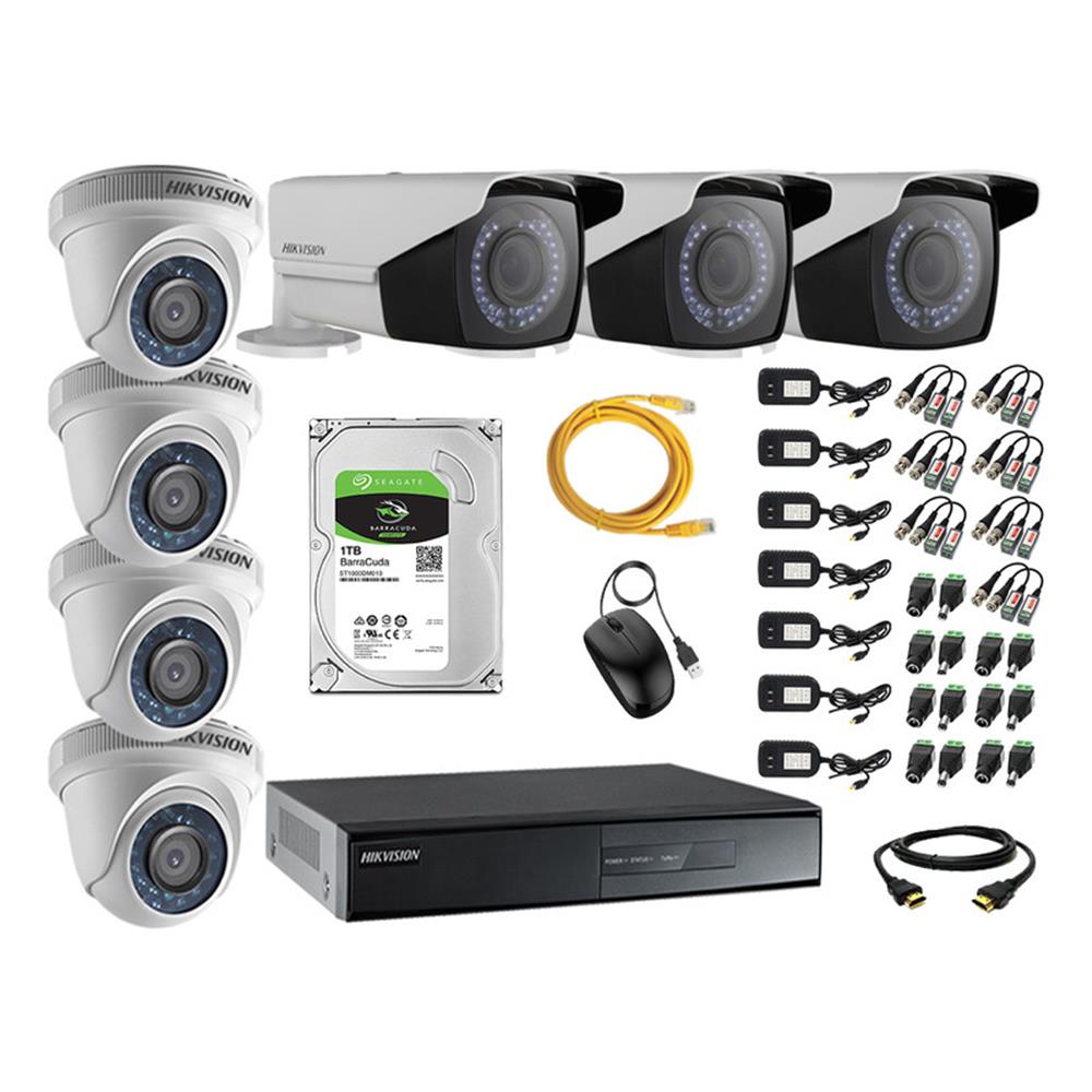 Kit 7 Cámaras de Seguridad Hikvision Full Hd 1080P mas Disco 1Tb P2p Mayor Alcance Varifocal Ip66