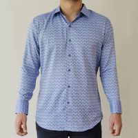 camisa sport 100% algodón celeste con diseño