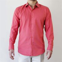 camisa sport 100% algodón a cuadros color melon