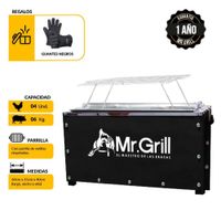 Caja China Mediana Mr. Grill Sr Acero Galvanizado + Parrilla + Guantes Negros