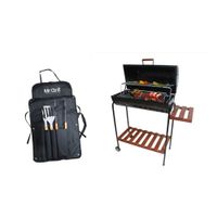Parrilla Cilindrica Mr. Grill con Tapa Deluxe + Mandil Bbq X3
