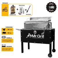 Caja China Mediana Premium Jr  Black Acero Mixta Con Termometro + Parrilla Con Regulador + Kit Sal Maras + Carbon + Bastizador