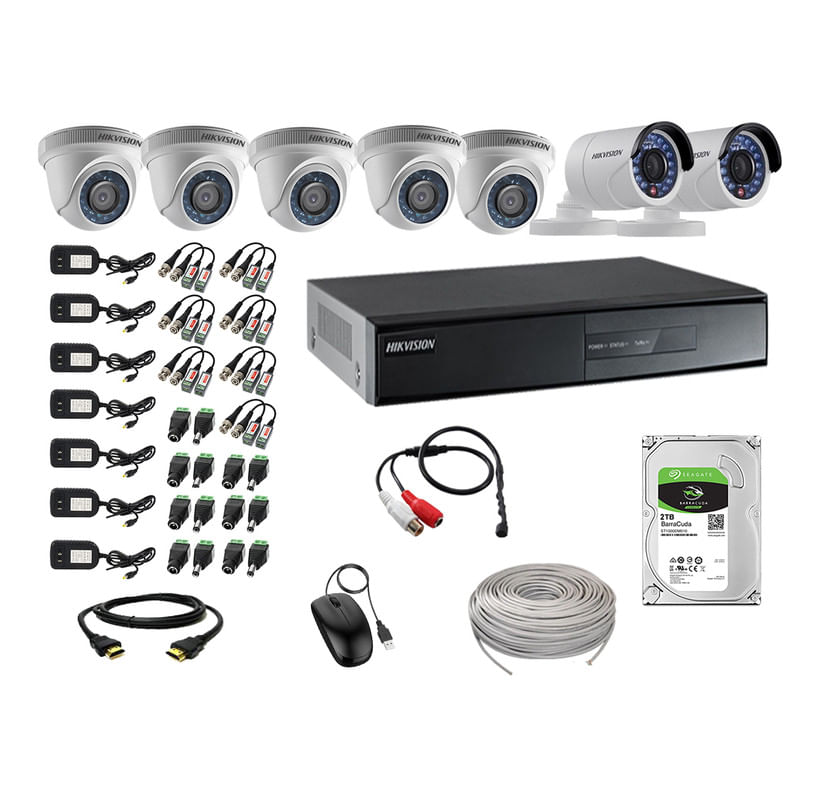 Kit 7 Cámaras de Vigilancia Hikvision Hd 720P Disco 2Tb P2p Kit de Micrófono