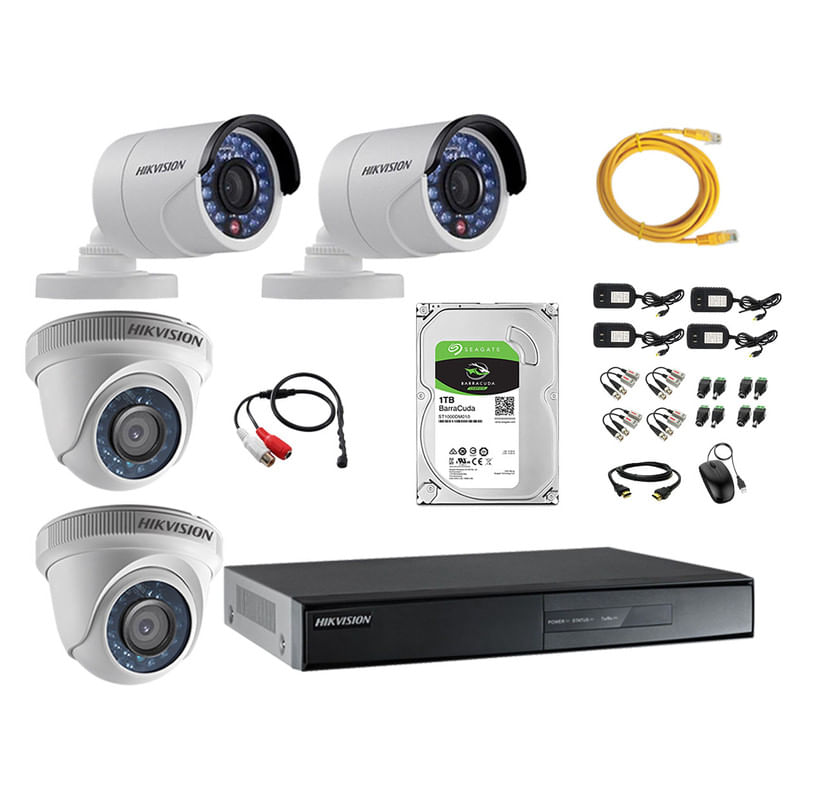 Kit 4 Cámaras de Vigilancia Hikvision Hd 720P Disco 1Tb P2p Kit de Micrófono
