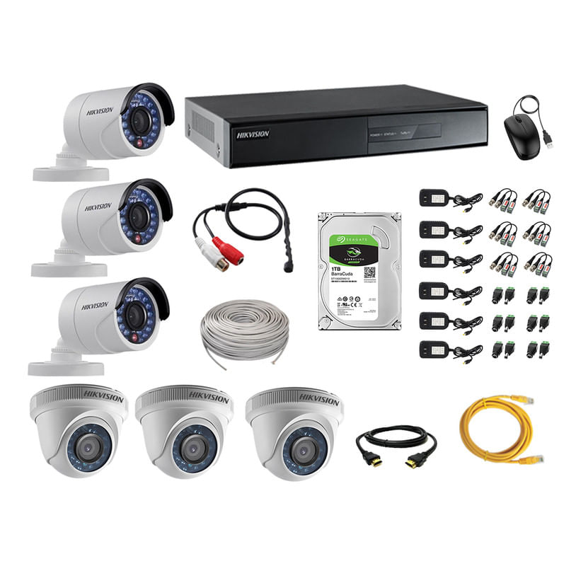 Kit 6 Cámaras de Vigilancia Hikvision Full Hd 1080P 1Tb P2p Kit de Micrófono