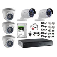 Kit 5 Cámaras de Vigilancia Hikvision Full Hd 1080P Tb P2p Kit de Micrófono