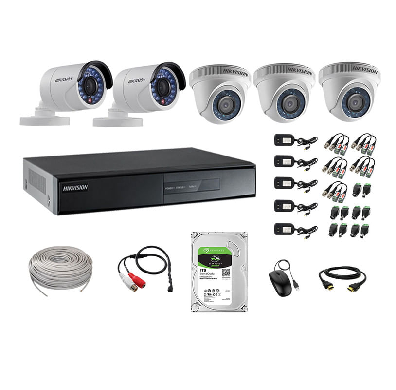 Kit 5 Cámaras de Vigilancia Hikvision Hd 720P 1Tb P2p Kit de Micrófono