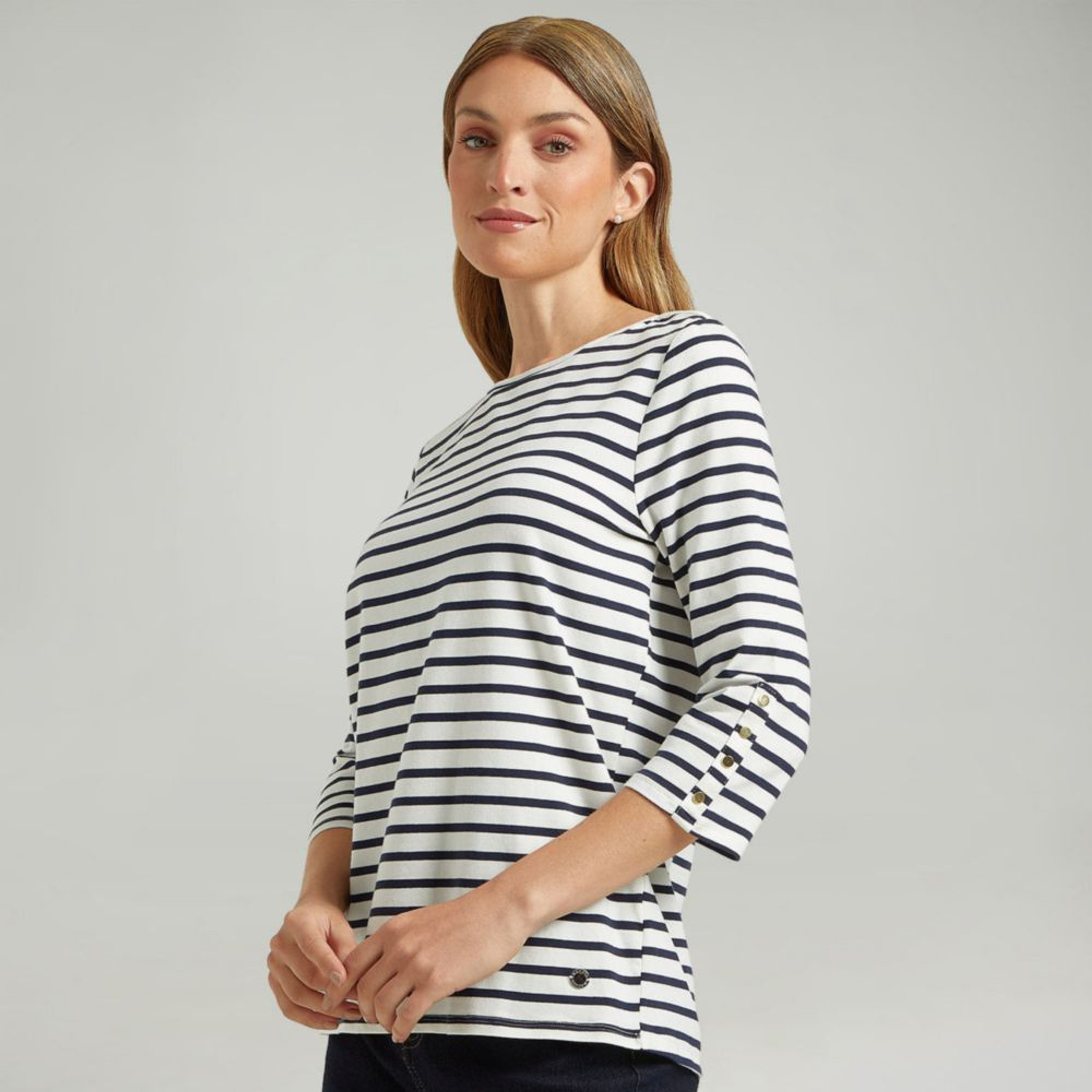 Polo Rayas Mujer Ecru - Shopstar