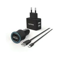 Pack Philips cargador auto y pared con cable USB a USB-C DLP2553EC