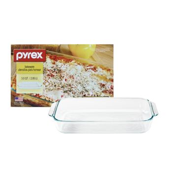 Set x2 fuentes rectas de 750ML + 1.42LT Pyrex con tapa plástica azul