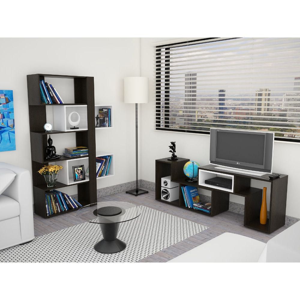 Rack Extensible Tv 40 + Biblioteca Cubo - Wengue