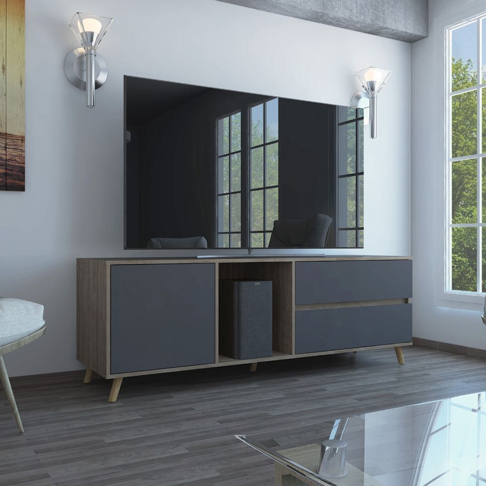 Mesa de TV 60"" Salem - Miel / Plomo