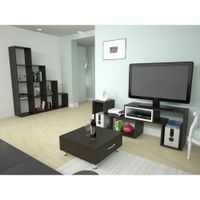 Rack Extensible Tv 40 + Biblioteca Escalera + Mesa de Centro - Wengue