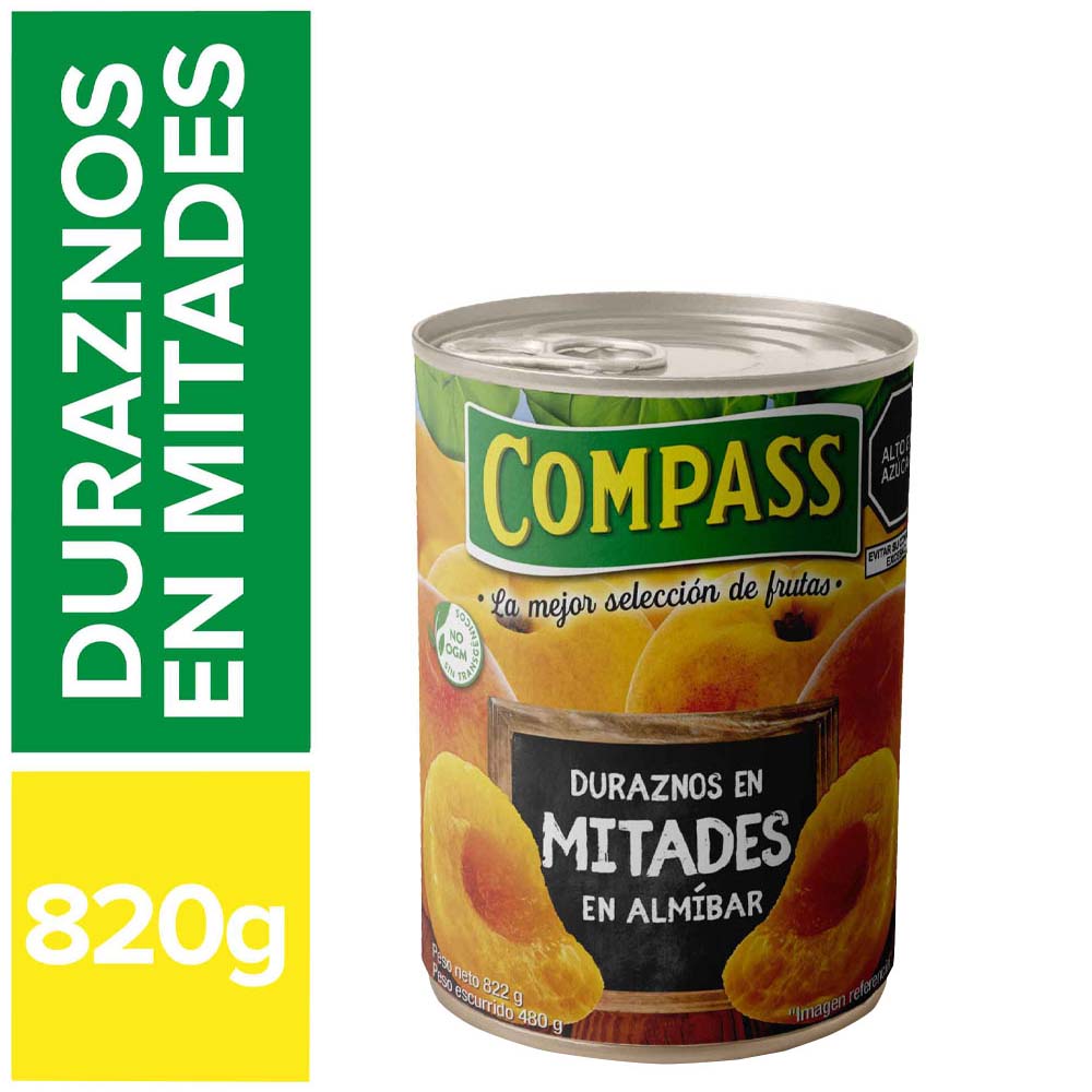 Duraznos en Mitades COMPASS Lata 820g