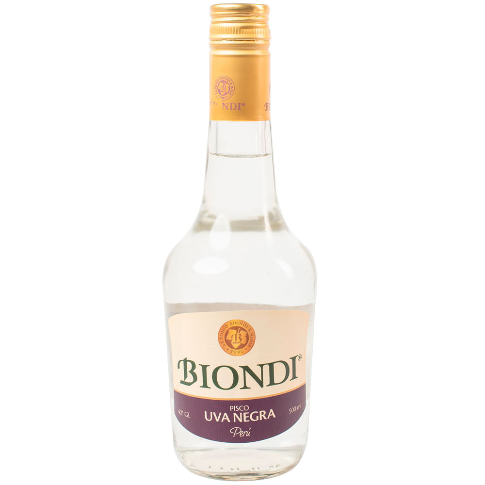 Pisco BIONDI Puro Negra Mollar Botella 500ml