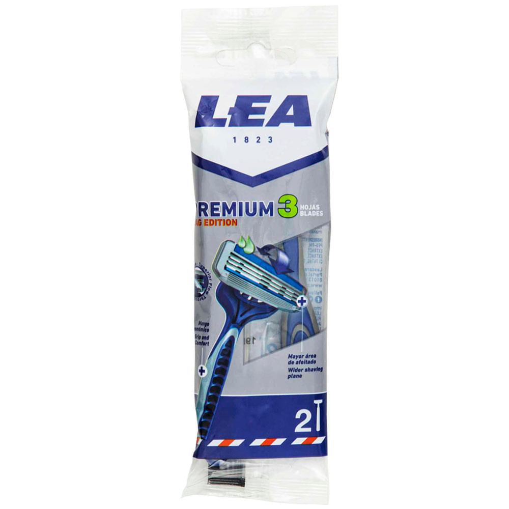 Máquina de Afeitar LEA 3 Hojas Premium Paquete 2un