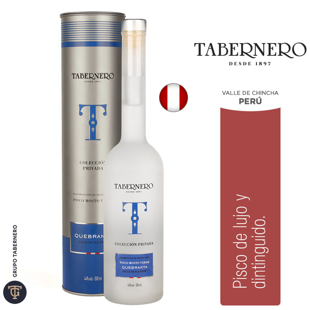 Pisco TABERNERO Colección Privada Quebranta Botella 500ml