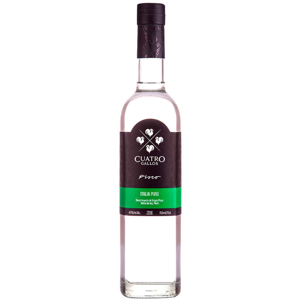 Pisco CUATRO GALLOS Puro Italia Botella 700ml