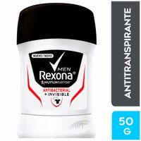 Desodorante en Barra para Hombre REXONA Antibacterial Invisible Frasco 50g