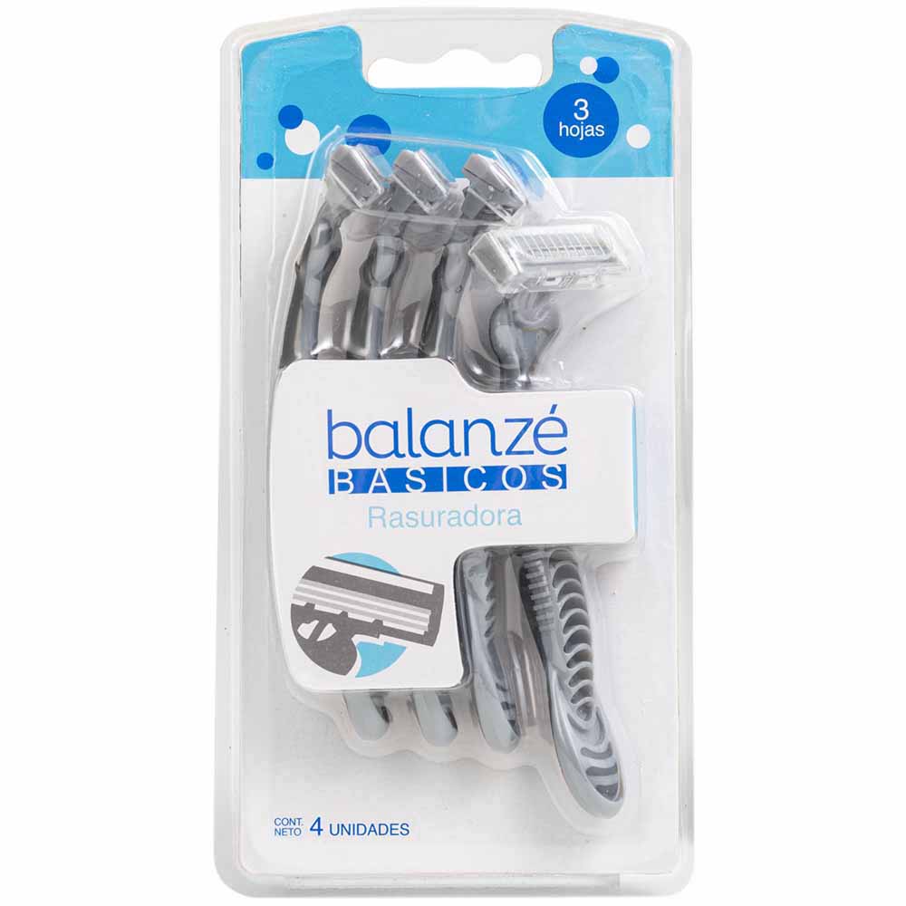 Máquina de Afeitar BALANZÉ para Hombre 3 Hojas Paquete 4un