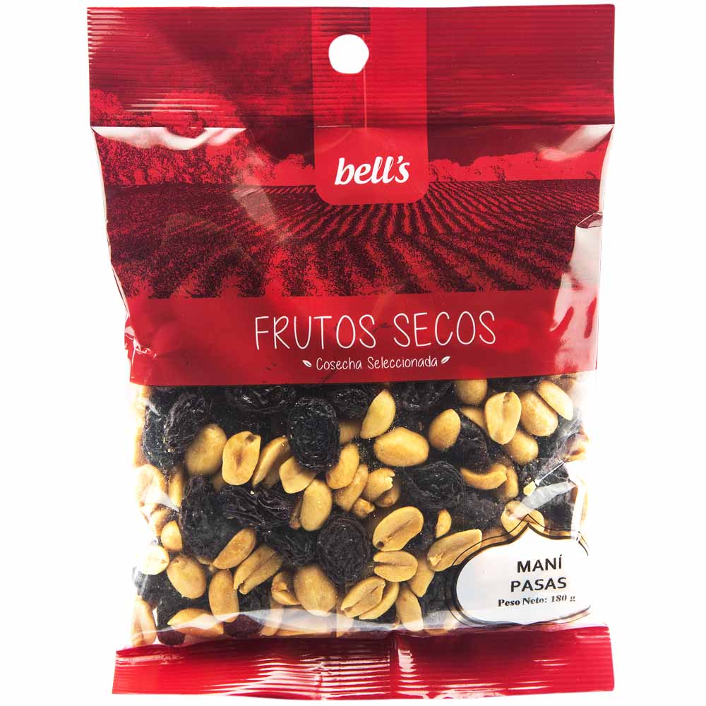 Piqueo BELL'S Maní con pasas Bolsa 180Gr