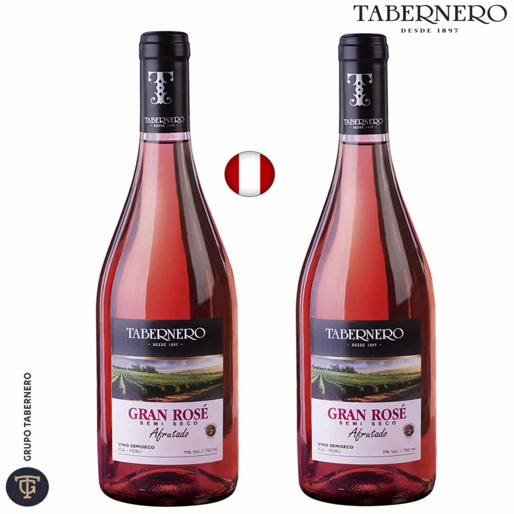 Vino TABERNERO Gran Rosé Semi Seco Afrutado Botella 750ml Pack 2un
