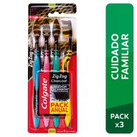 Cepillo de Dientes COLGATE Zig Zag Charcoal Paquete 4un