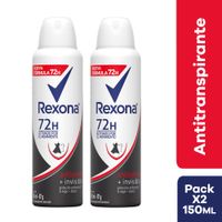 Desodorante en Aerosol para Mujer REXONA Antibacterial Invisible Frasco 150ml Paquete 2un