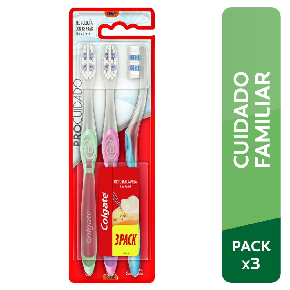 Cepillo de Dientes COLGATE Pro Cuidado Paquete 3un