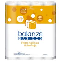 Papel Higiénico BALANZÉ BÁSICOS Doble Hoja Paquete 40un
