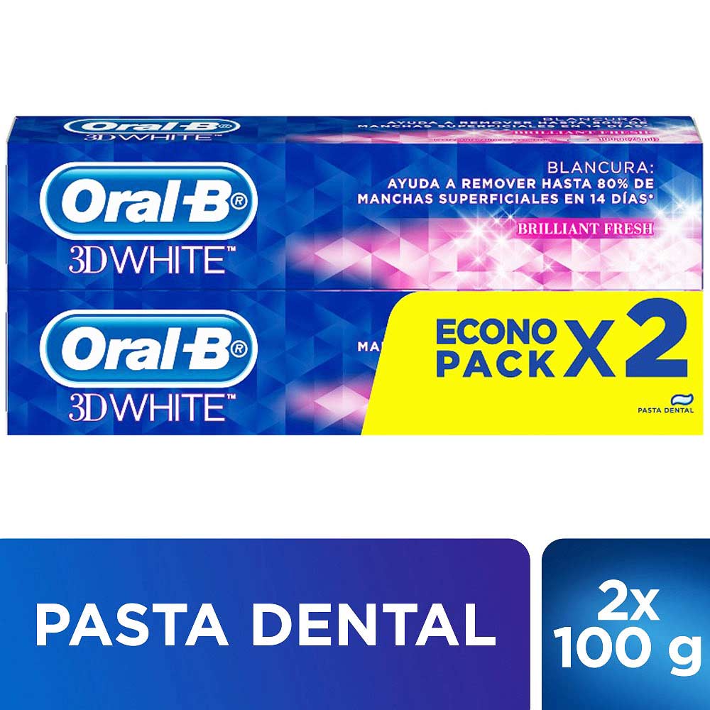 Pasta Dental ORAL-B 3D White Brilliant Fresh Tubo 75ml Paquete 2un