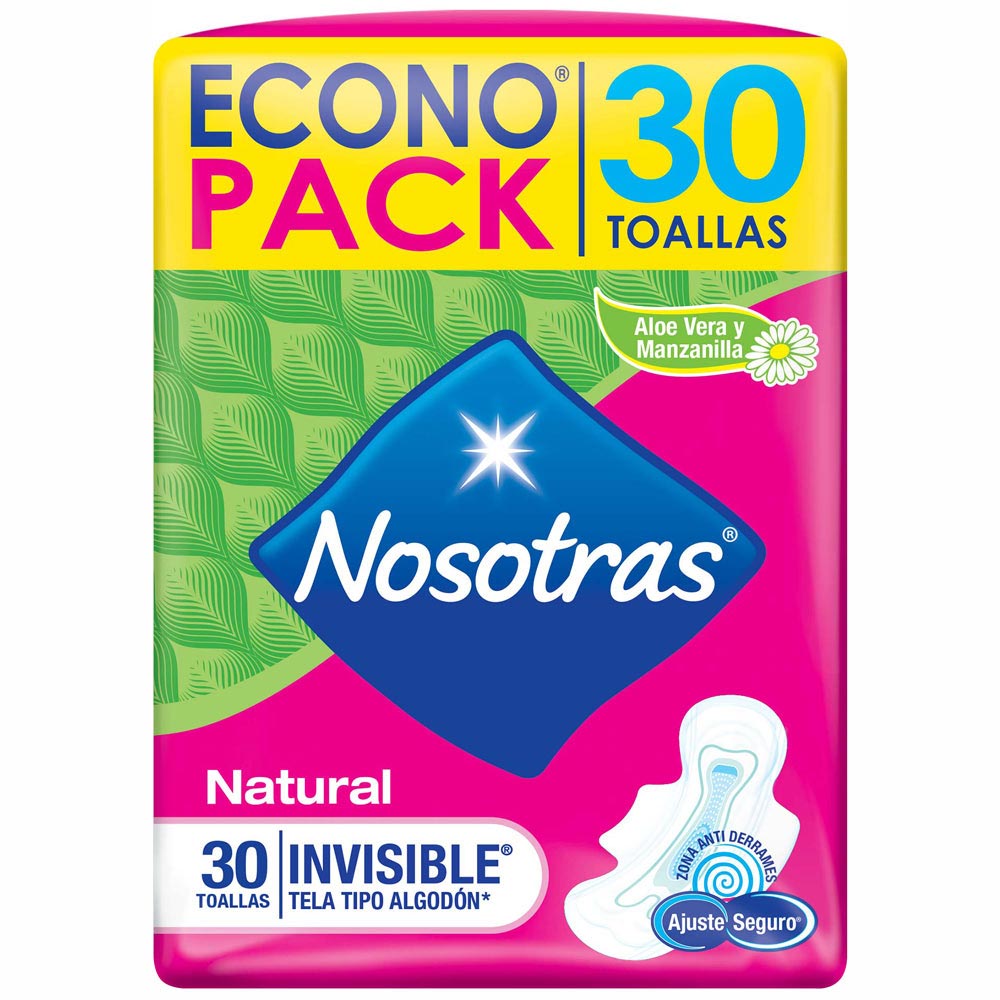 Toalla Higiénica NOSOTRAS Natural Tela Invisible Paquete 30un