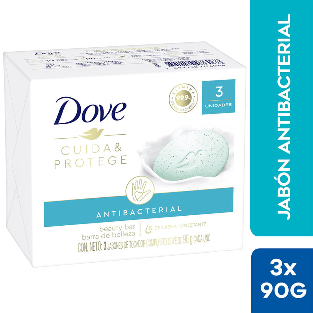 Jabón Antibacterial DOVE Barra 90g Paquete 3un