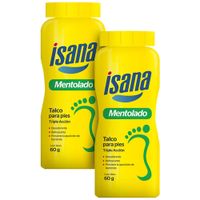 Talco para Pies ISANA Mentolado Frasco 60g Paquete 2un
