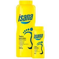 Talco para pies ISANA Triple Acción Frasco 240g + Frasco 60g