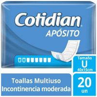 Toalla Multiuso COTIDIAN Apósito Incontinencia Leve Paquete 20un