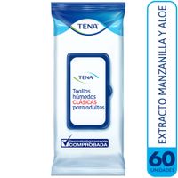 Toallas Húmedas TENA sin Alcohol Paquete 60un