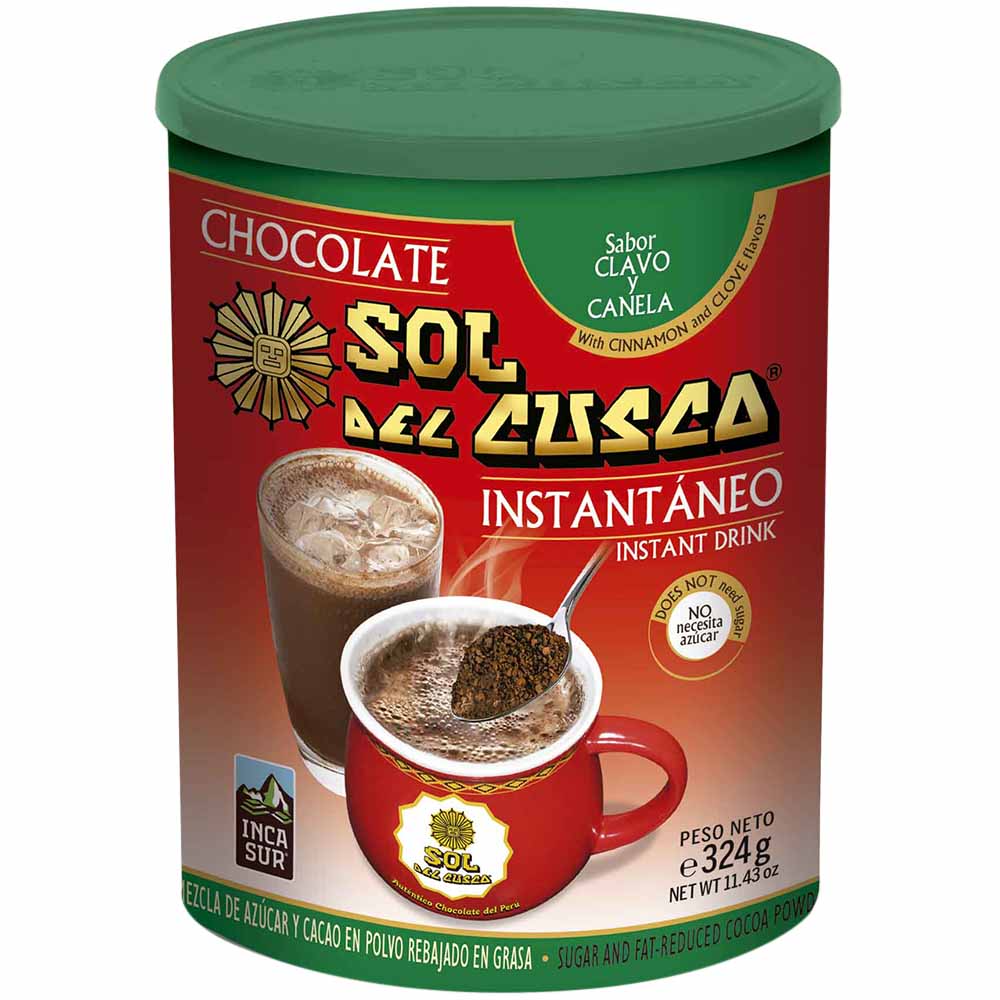 Chocolate Instantáneo SOL DEL CUZCO con Canela y Clavo Pote 324g