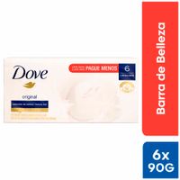 Jabón de Tocador DOVE Blanco Barra 90g Paquete 6un