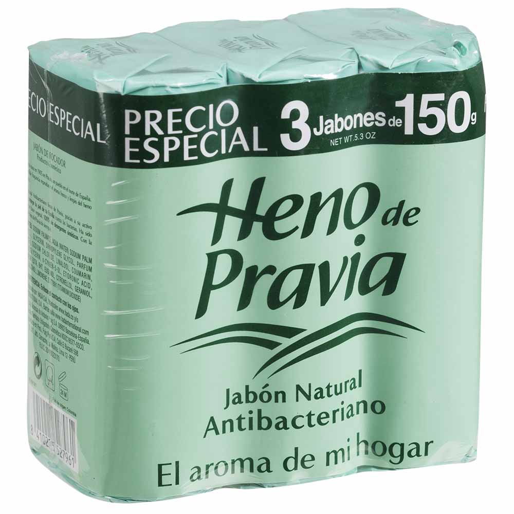 Jabón de Tocador HENO DE PRAVIA Antibacterial Paquete 3un