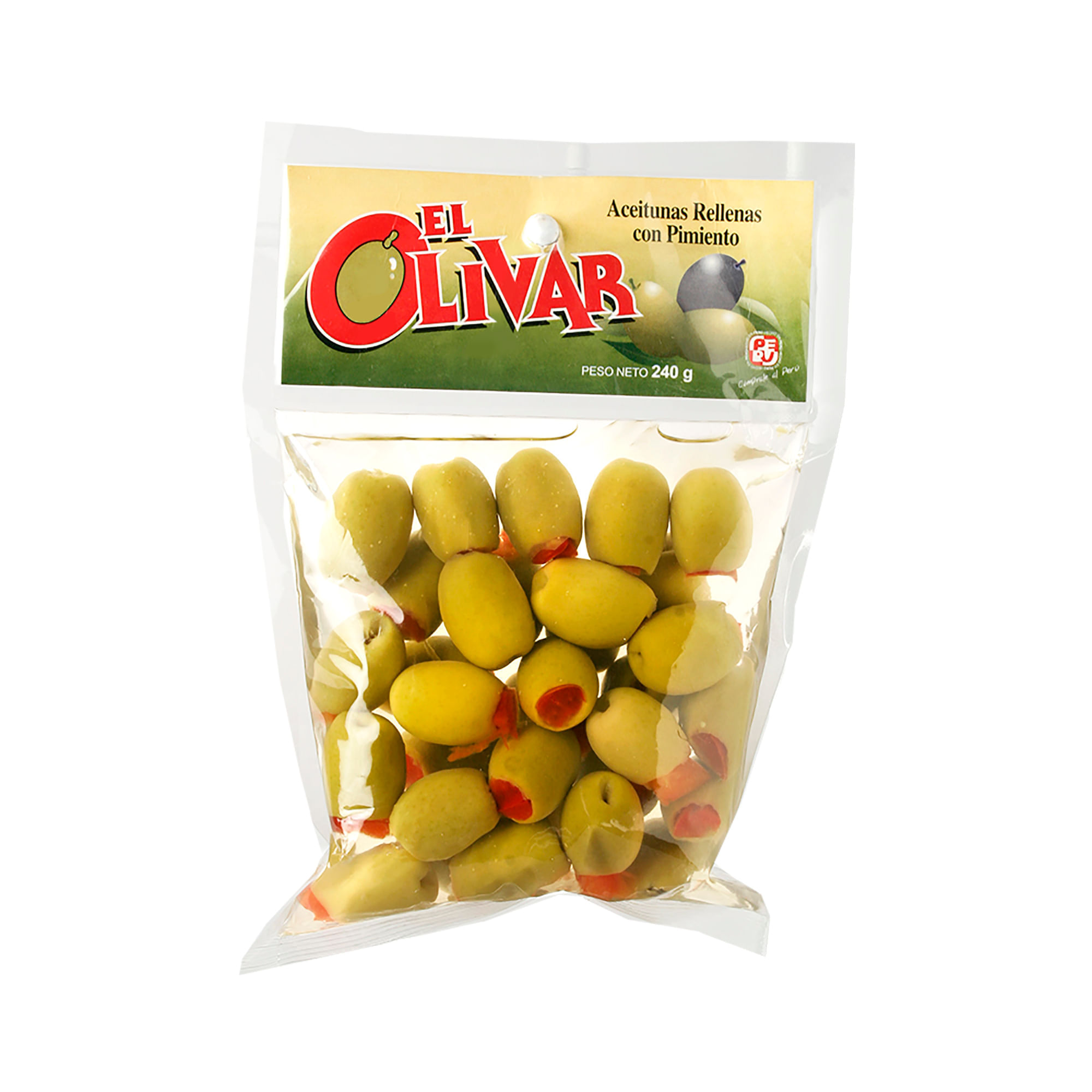 Aceitunas Verdes EL OLIVAR con Pimiento Bolsa 240g